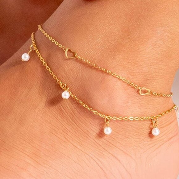 18k Gold Heart Anklet - Waterproof, Tarnish-free, Hypoallergenic - Summer fave - Picture 4 of 5
